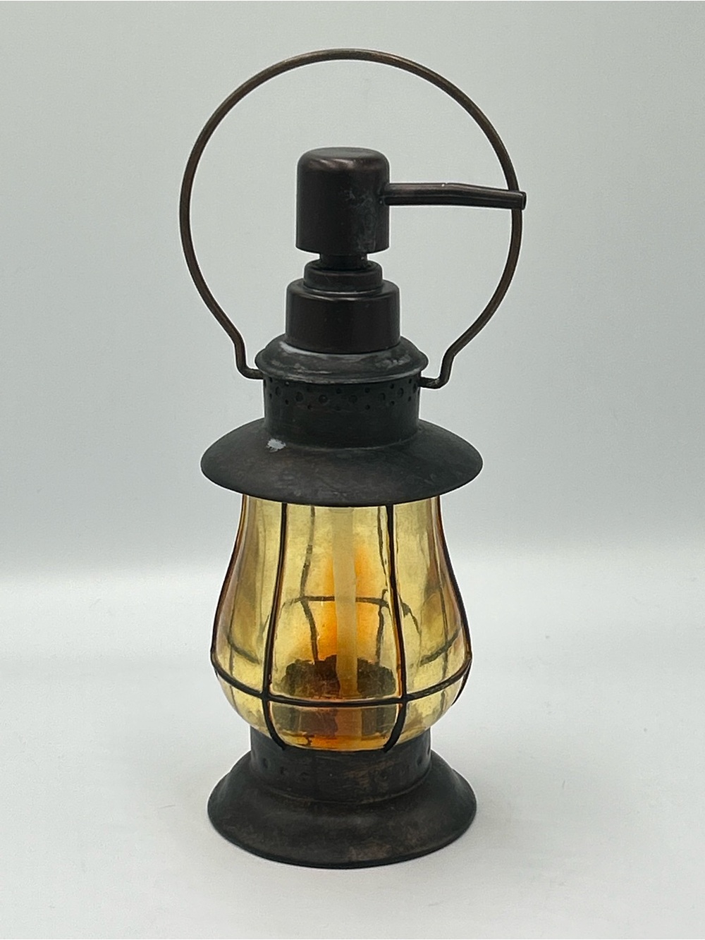 Home Accents Amber Glass Lantern with Dark Bronze Metal Frame